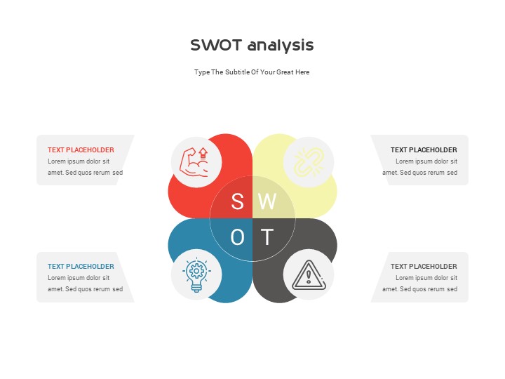 SWOT analysis standard color PowerPoint Template