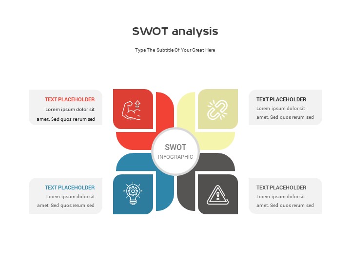 SWOT analysis standard color PowerPoint Template