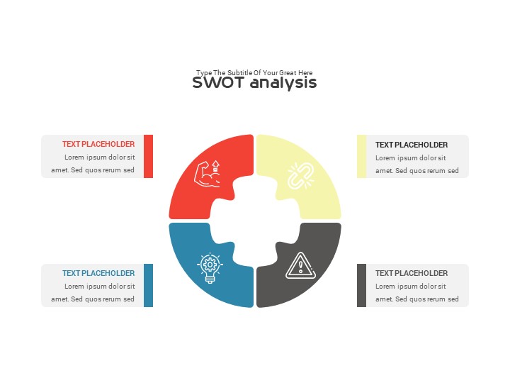 SWOT analysis standard color PowerPoint Template