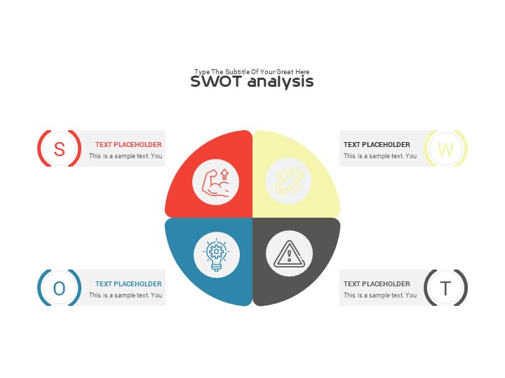 SWOT analysis standard color PowerPoint Template